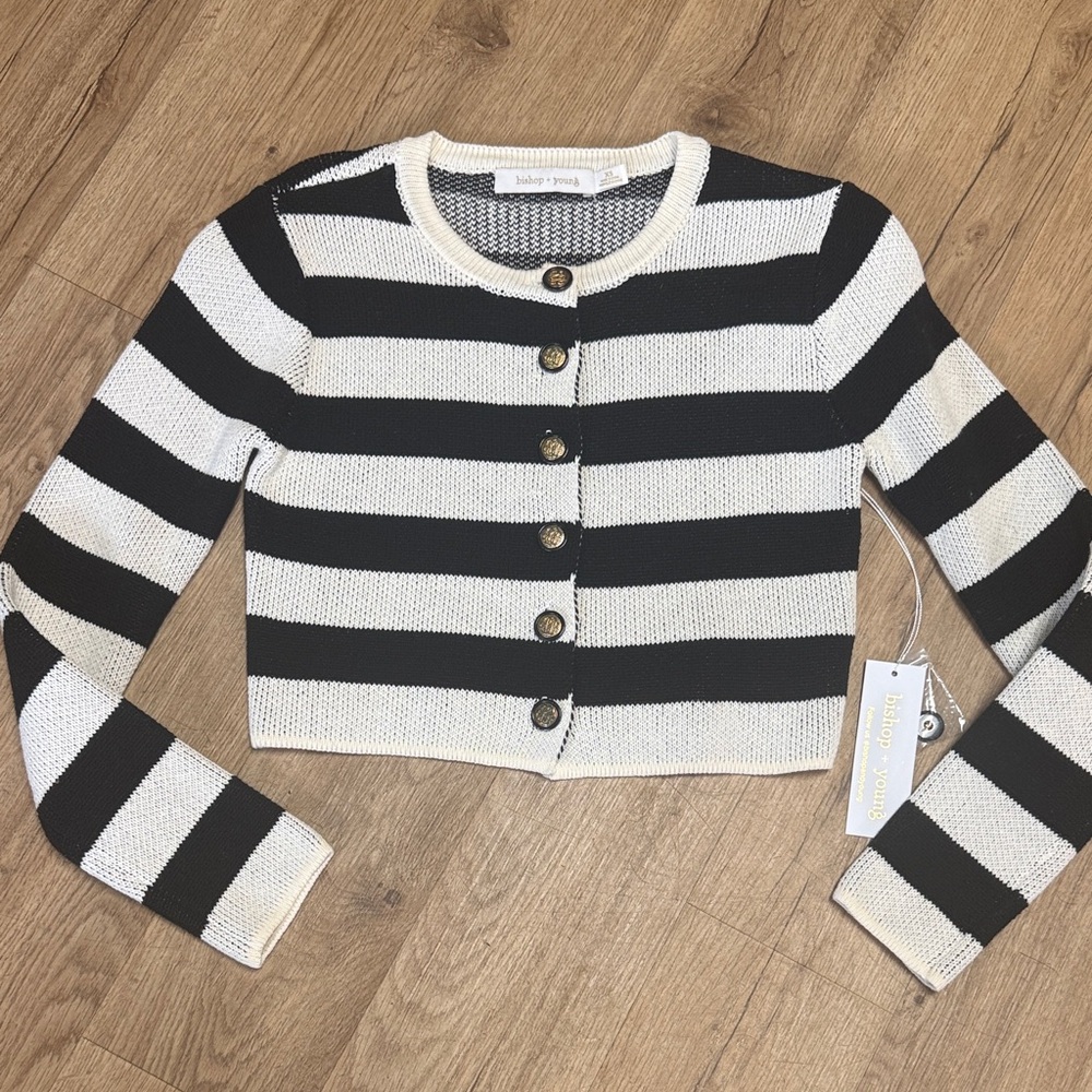 bishop + young Villeroy Stripe Sweater Black Stripe  Size XS NWT